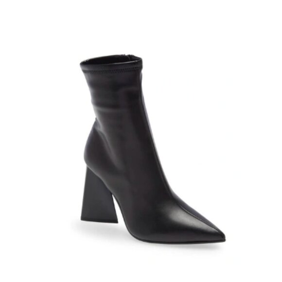 steve madden ticker heeled block boots zip black synthetic pointy toe ankle - Picture 5 of 5